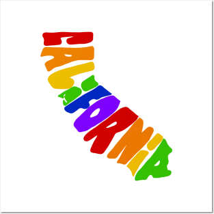 Rainbow California Map Posters and Art